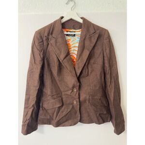 Vintage Dolce & Gabbana Womens Brown Silk Blazer Jacket Psychedelic Lining Italy